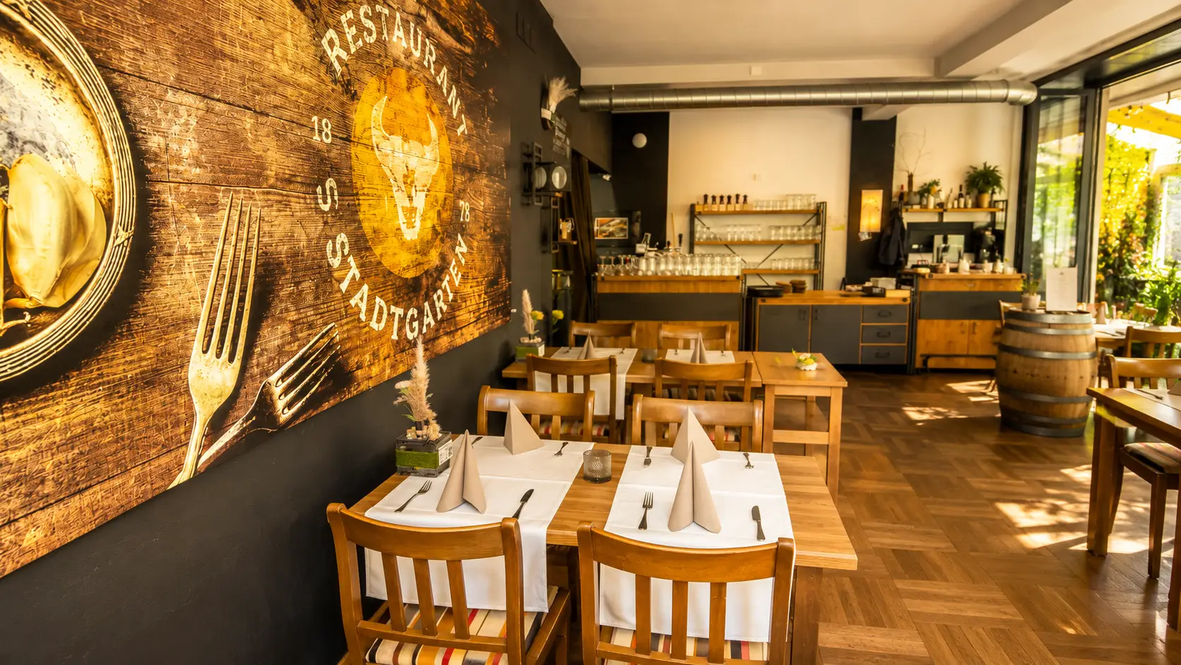 Restaurant Stadtgarten Wangen an der Aare – gedeckter Speisesaal